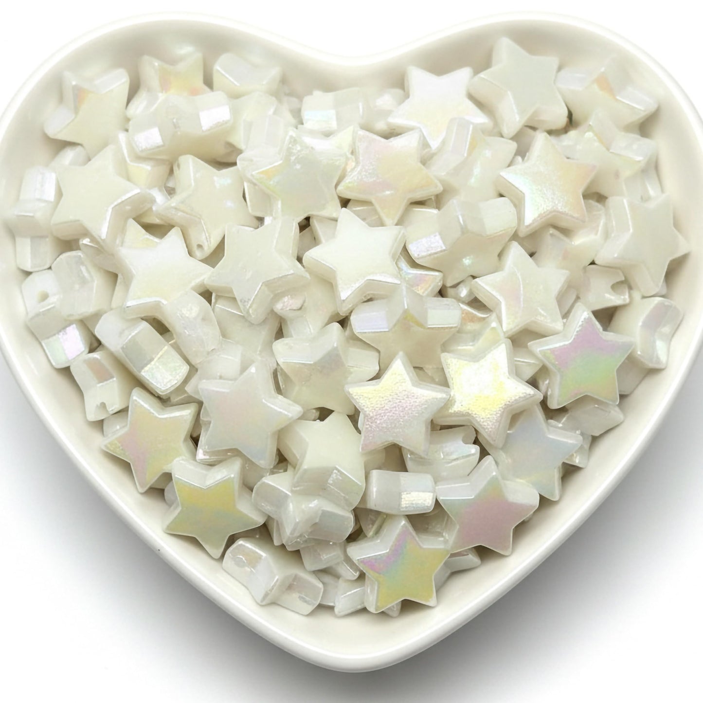 Star Beads for Bracelet Making, 10mm Plastic Star Shaped White product image