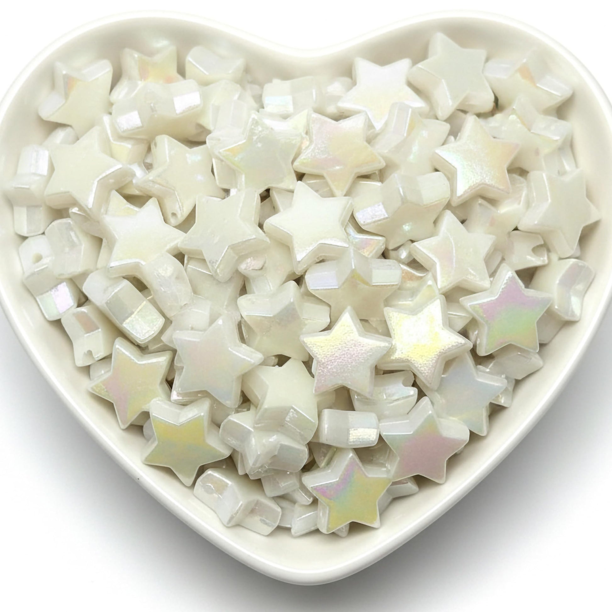 Star Beads for Bracelet Making, 10mm Plastic Star Shaped White product image