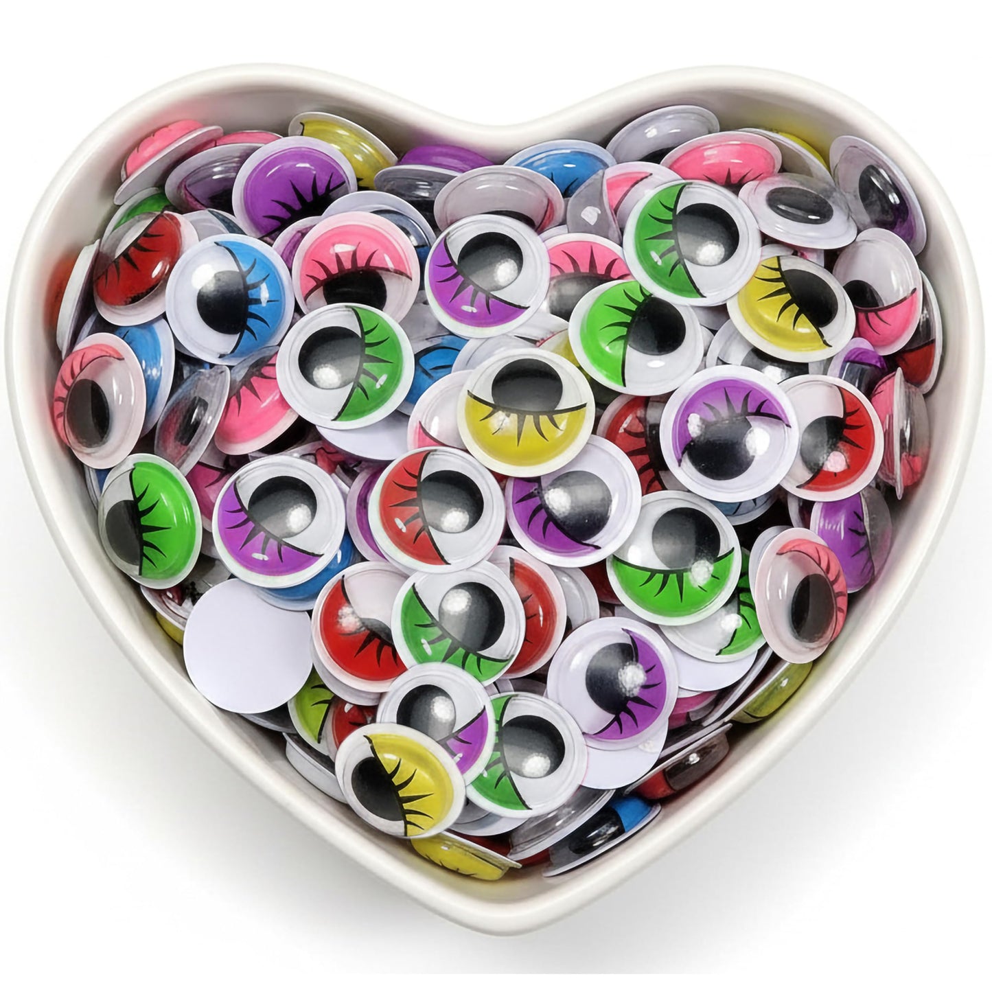 Create expressive paper faces and party props with 12mm wiggly eyes finished with lashes.