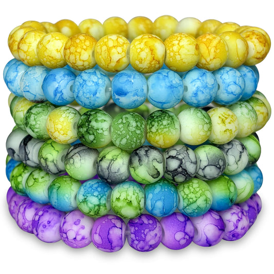 Add a soft marble accent to daily wristwear with a multicolor beaded bracelet for girls.