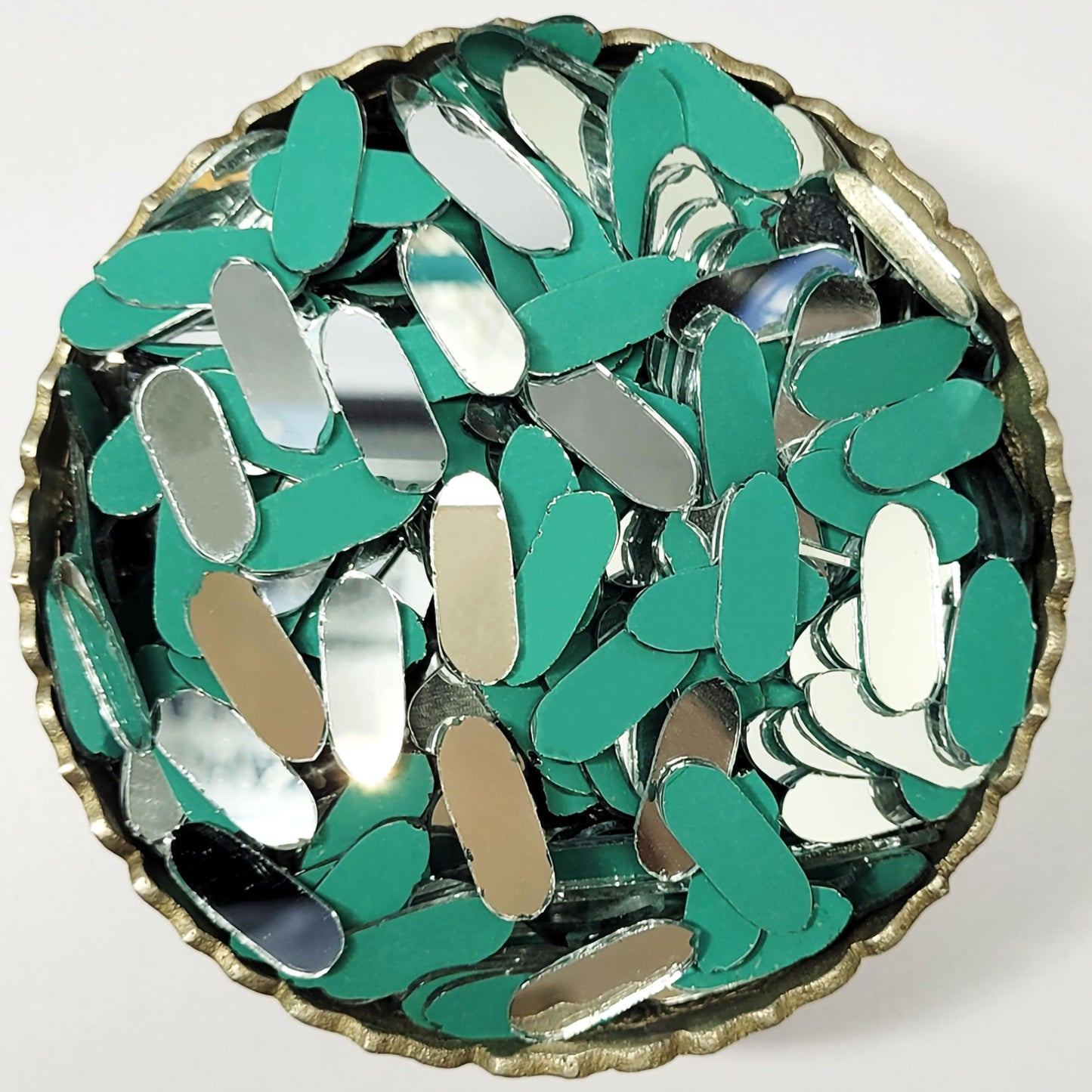 Fancy Small Oval Glass Pieces for Art and Craft — Silver. Main product image showing the full product layout.