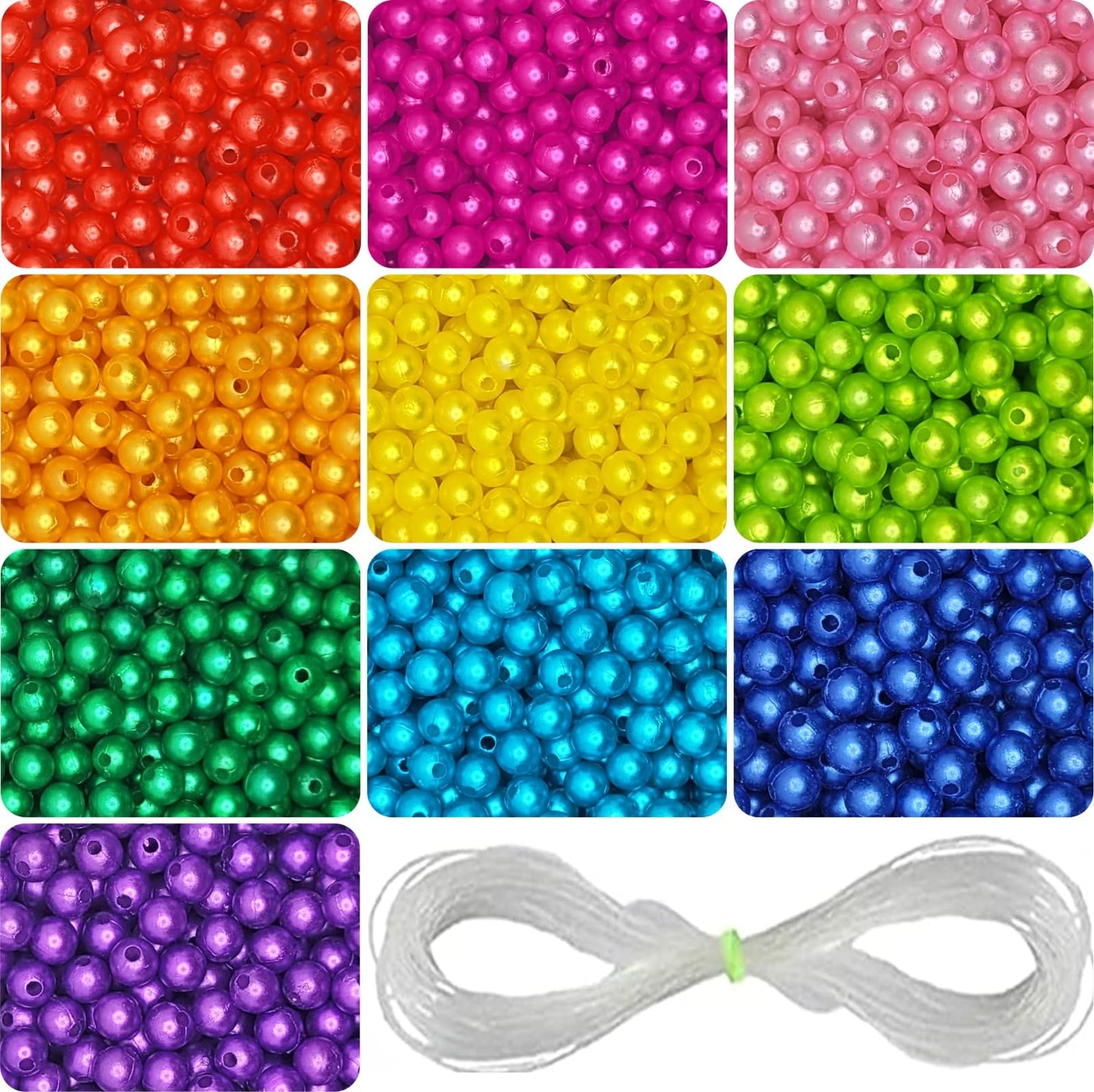 For a cleaner finish in bracelet making, multicolour and pearl 8mm beads are a useful choice.