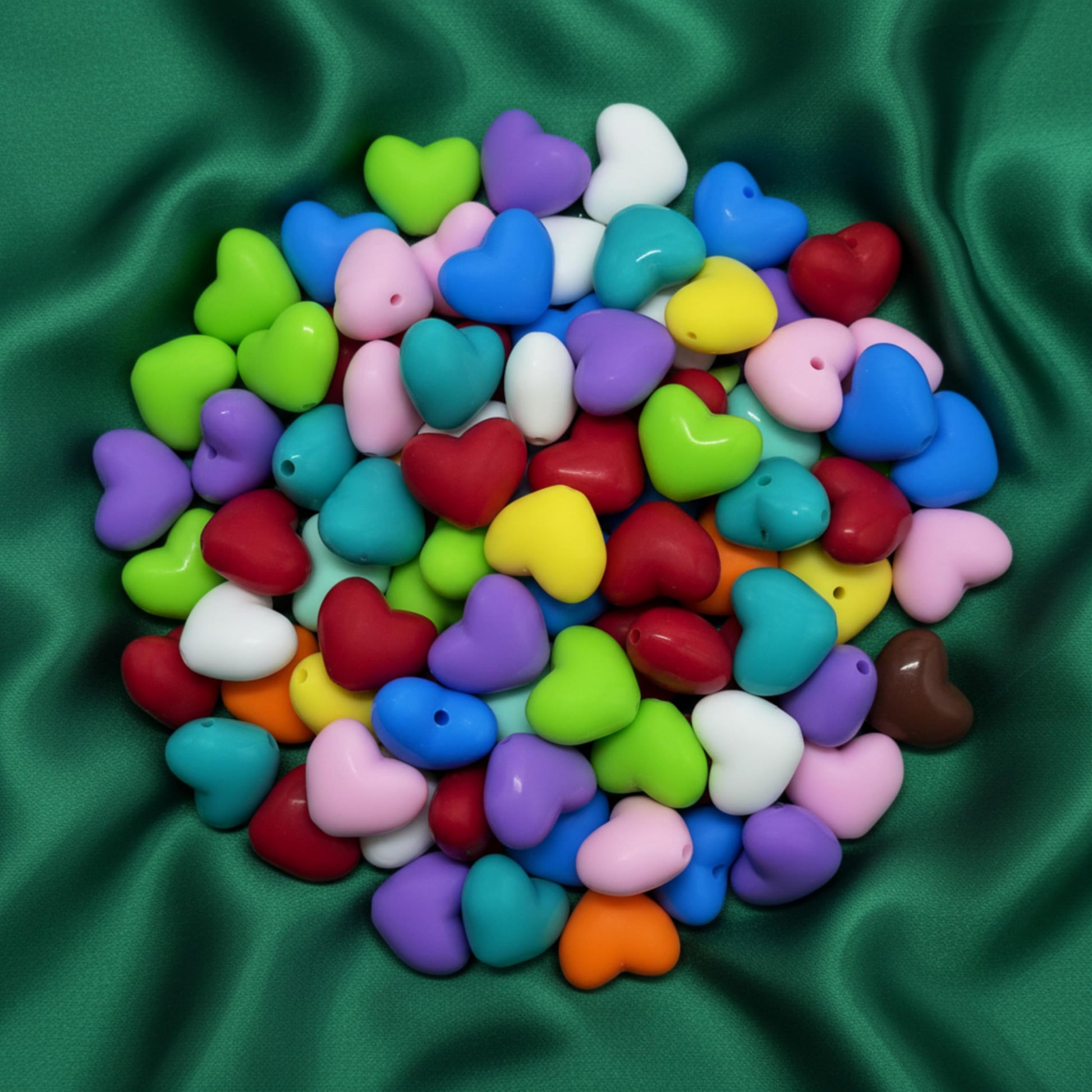 Use soft multicolour frosted heart accents to add cute bead detail to cute accessory projects and bracelet making.