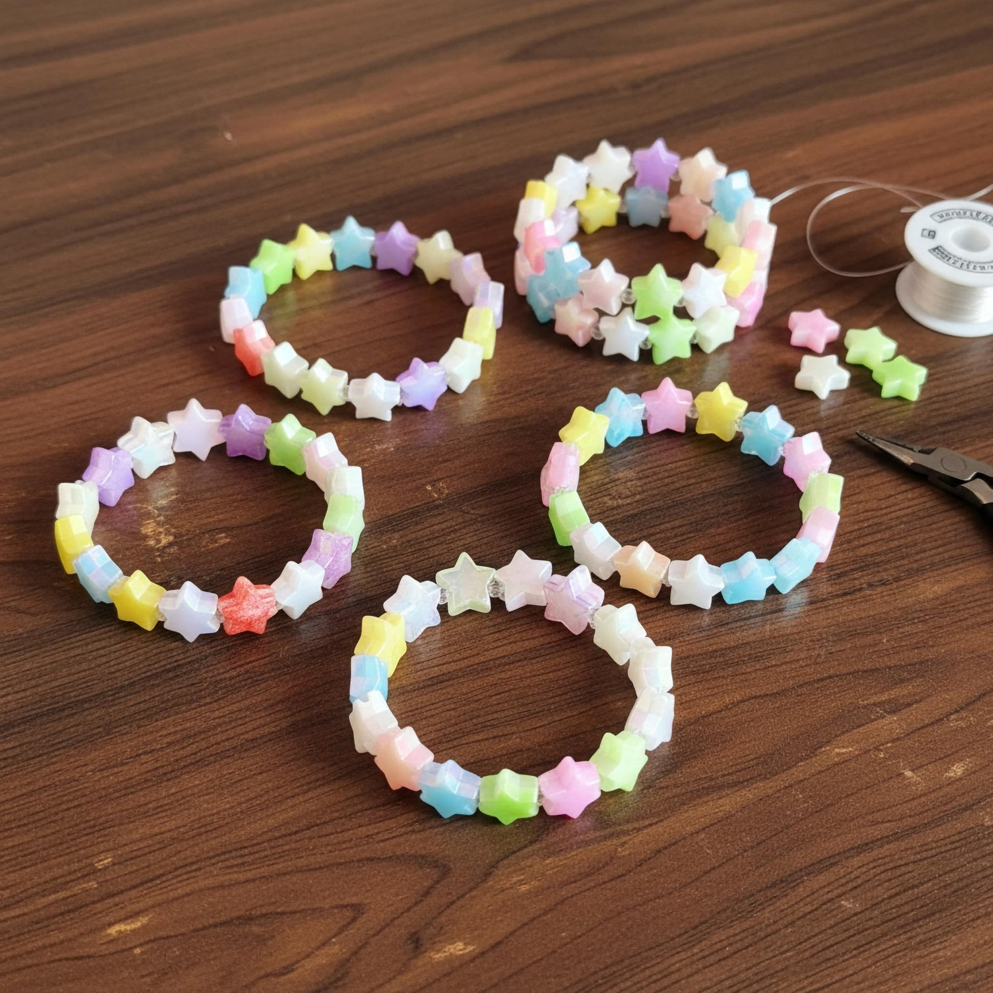 Star Beads for Bracelet Making, 10mm Plastic Star Shaped Multicolor image 4