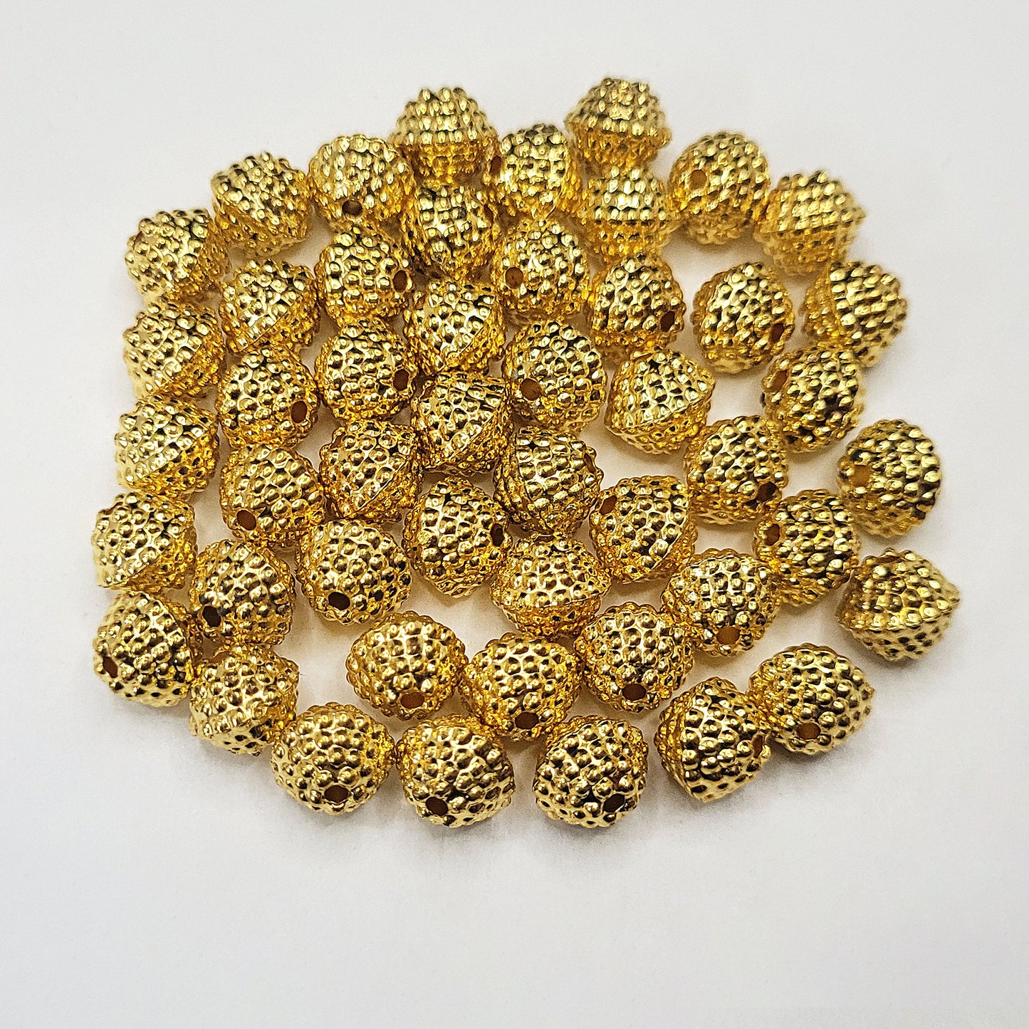 Golden Plastic Beads and Caps | 12g