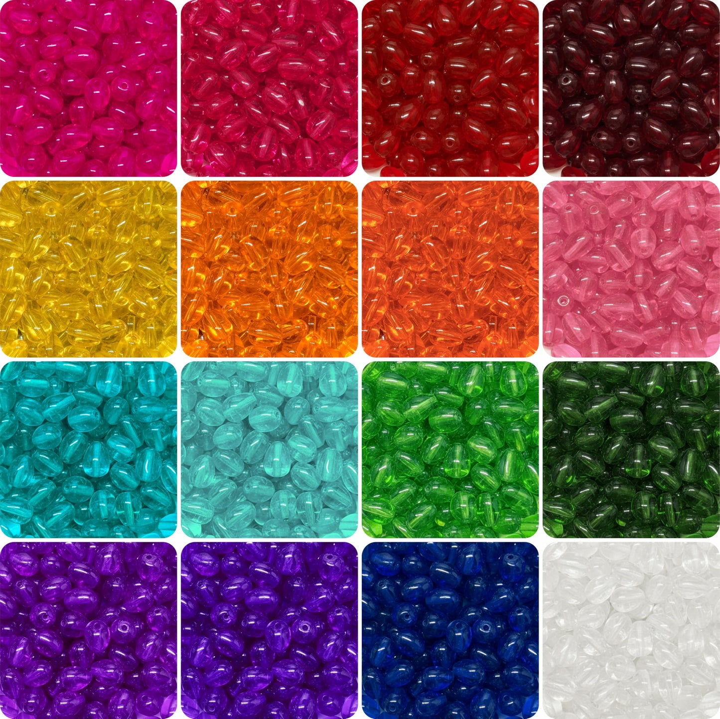 Give handmade bracelet making a fresh accent through multicolour glossy crystal-style bead pieces.