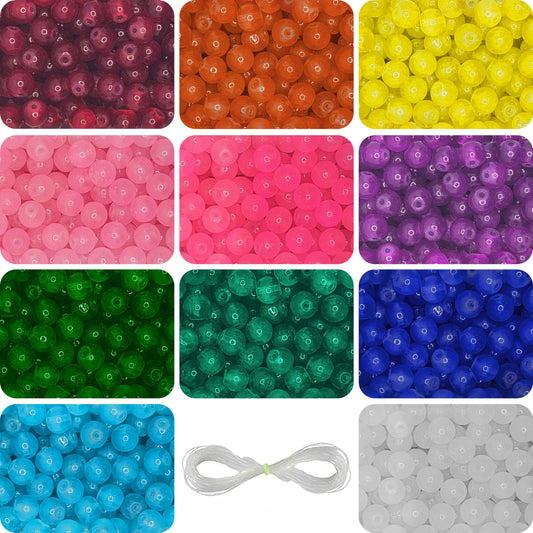 Multicolour and pearl 8mm beads are a clean finishing element for necklace making.