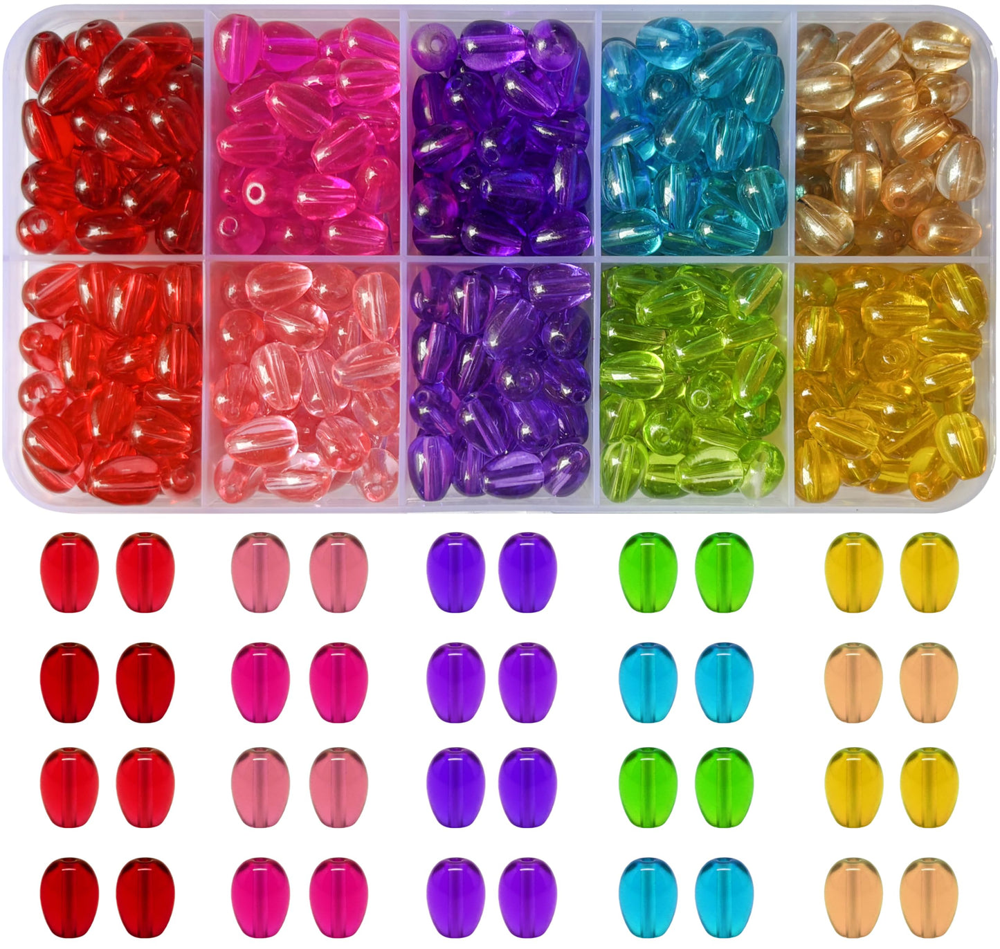 Give bracelet making a handmade touch with glossy assorted drop beads for saree kuchu work.