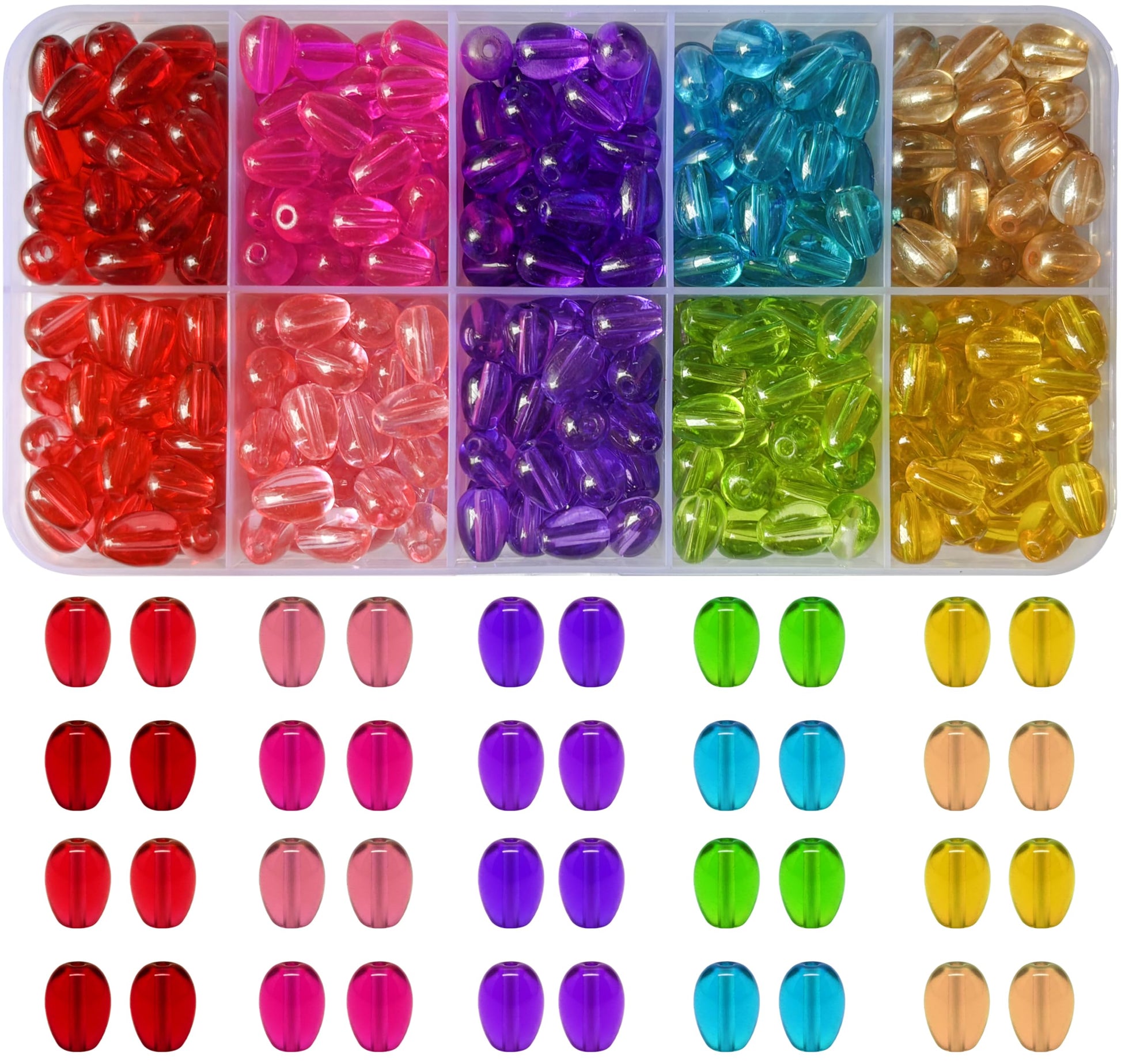 Give bracelet making a handmade touch with glossy assorted drop beads for saree kuchu work.
