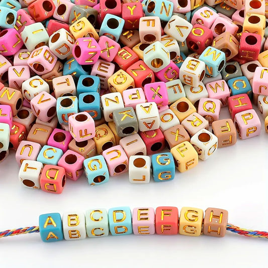 Gold Multicolor Alphabet Letter Cube 6mm. Main product image showing the full product layout.