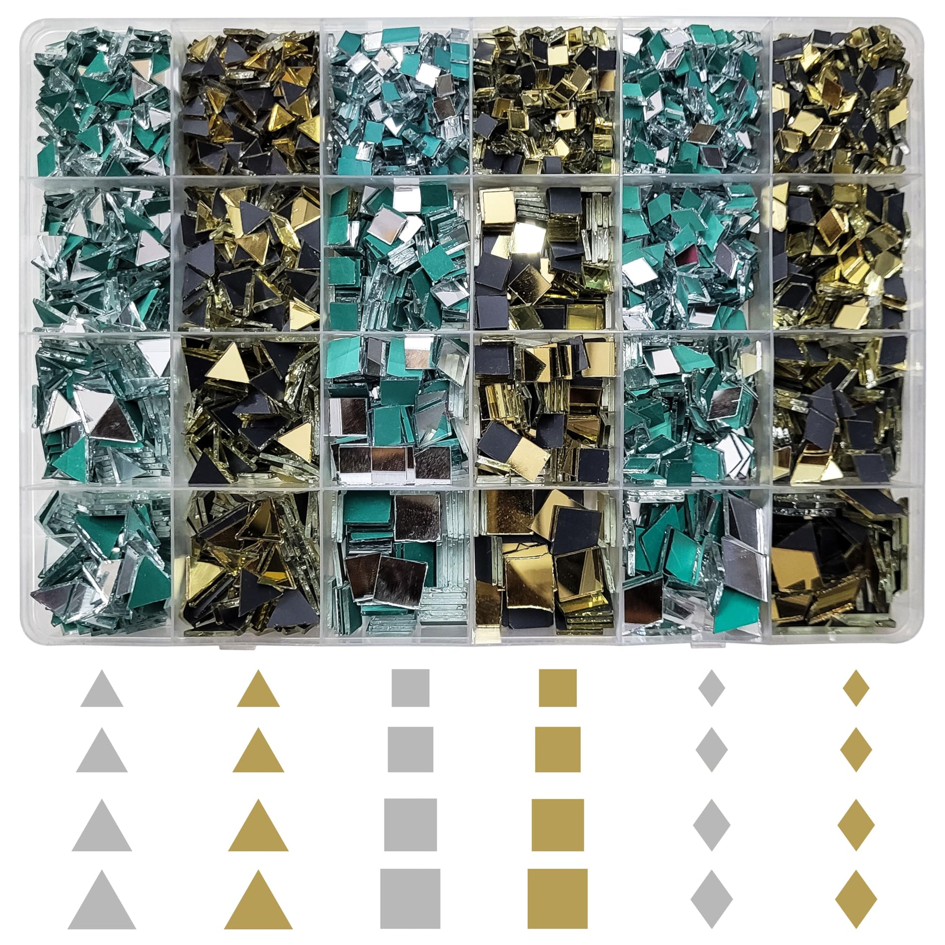 Gold and silver glass and mirror Lippan art glass pieces support Lippan art, mandala craft and mirror work with a clean decorative finish.