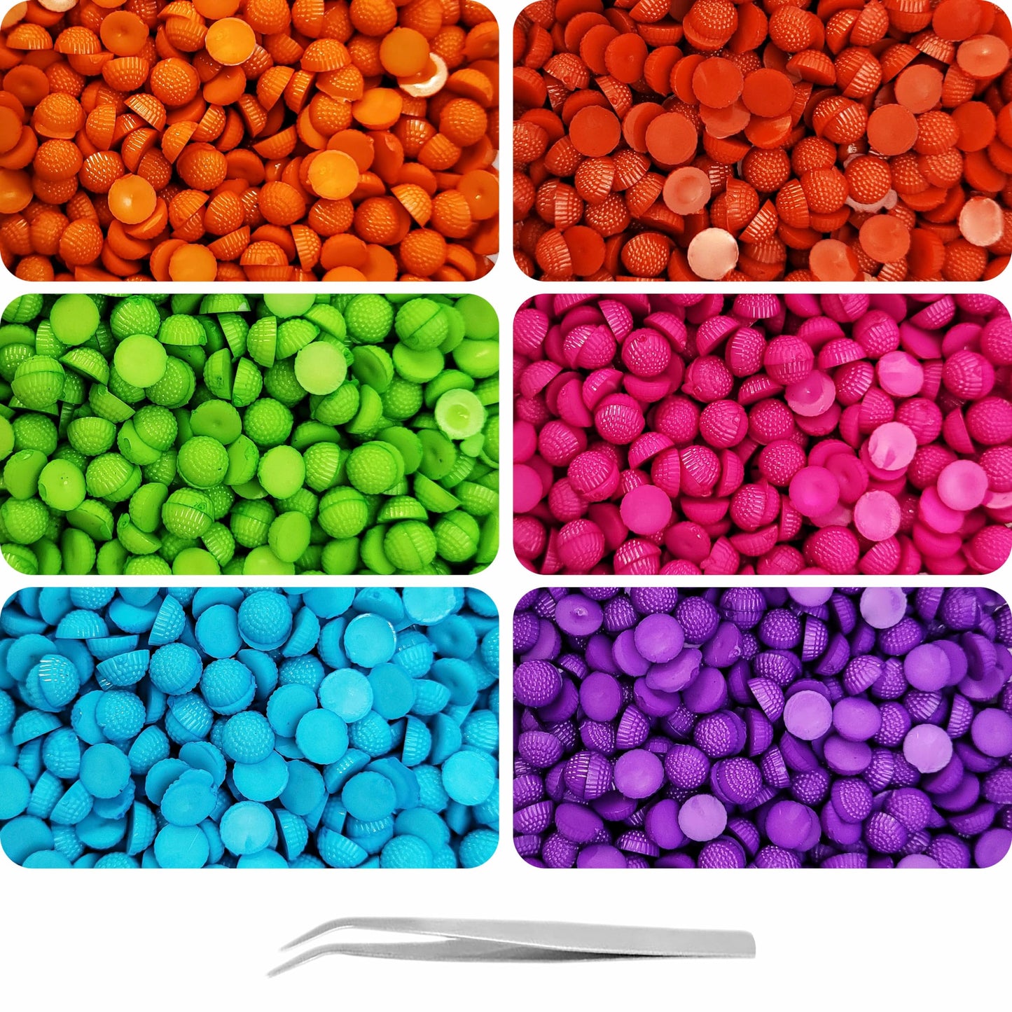 Multicolour Opaque Half Cut Flat Back Beads 6mm - 1400 pcs