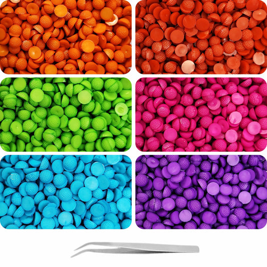 Multicolour Opaque Half Cut Flat Back Beads 6mm - 1400 pcs