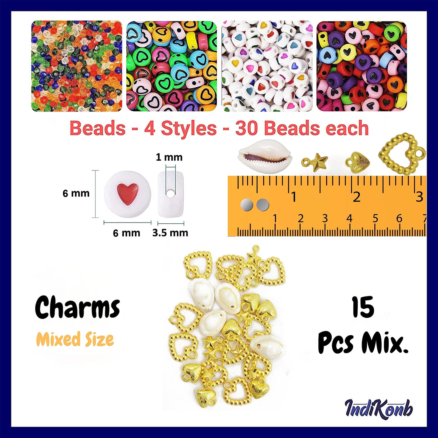 Beads Jewellery Making Set for Craft | Seed Beads, Spacers, and Charms