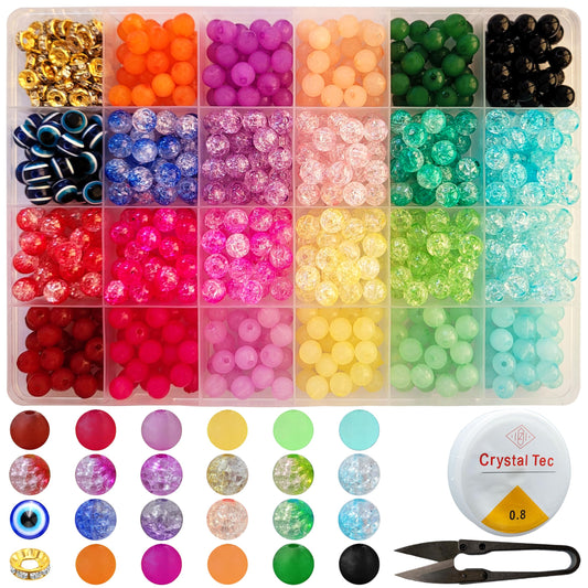 Multicolor Evil Eye Beads Box for Bracelet and Jewelry Making. Main product image showing the full assortment for jewelry making and craft work.