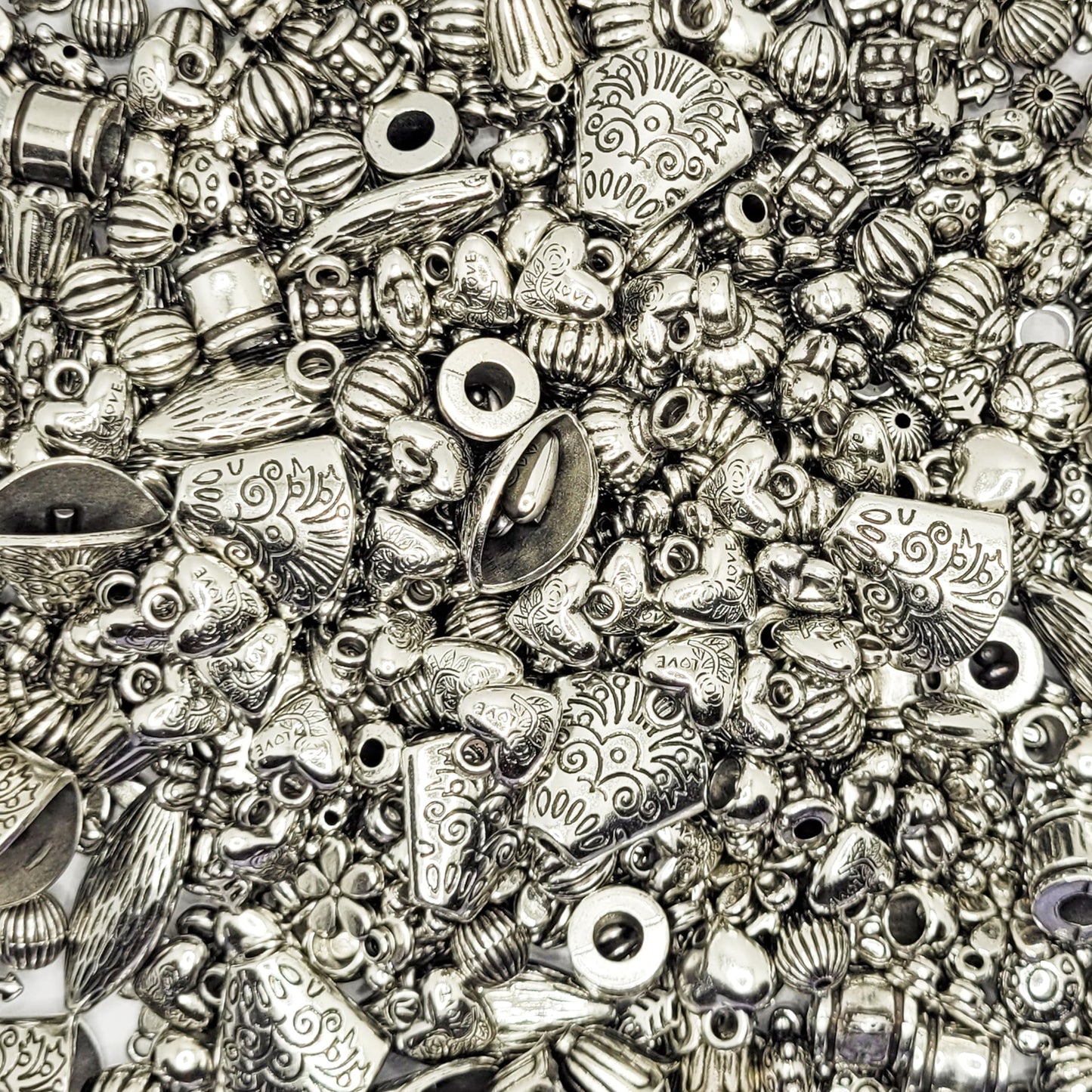 Antique Silver Beads - Assorted Sizes Mixed Pack