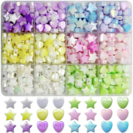 DIY Heart & Star Bead Kit, Holographic Iridescent Acrylic Multicolour product image