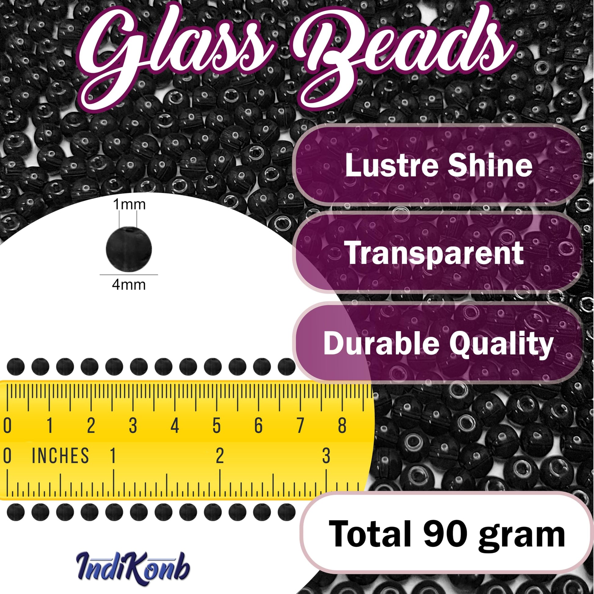 Black and multicolour 4mm beads give necklace making and DIY jewellery projects a neat visual lift.