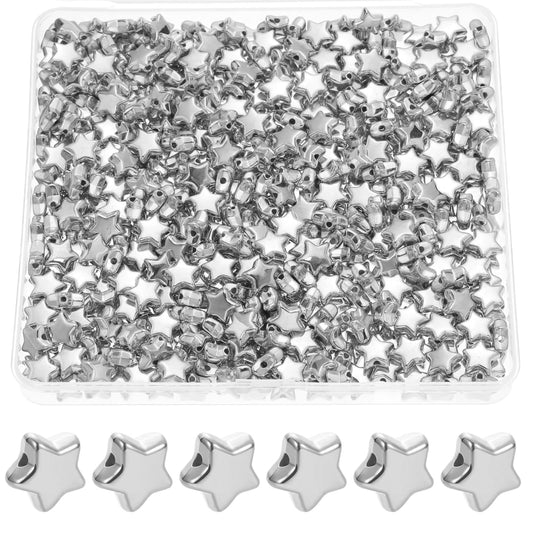Star silver and gold plastic and acrylic beads keep bracelet making, necklace making and DIY jewellery projects visually clean while adding clean decorative look.