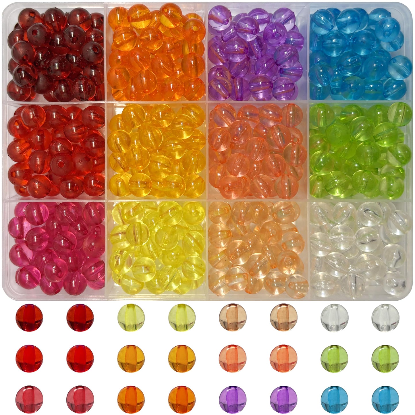 8mm Transparent Acrylic Rainbow Beads for Jewelry Making Multicolour 01 product image