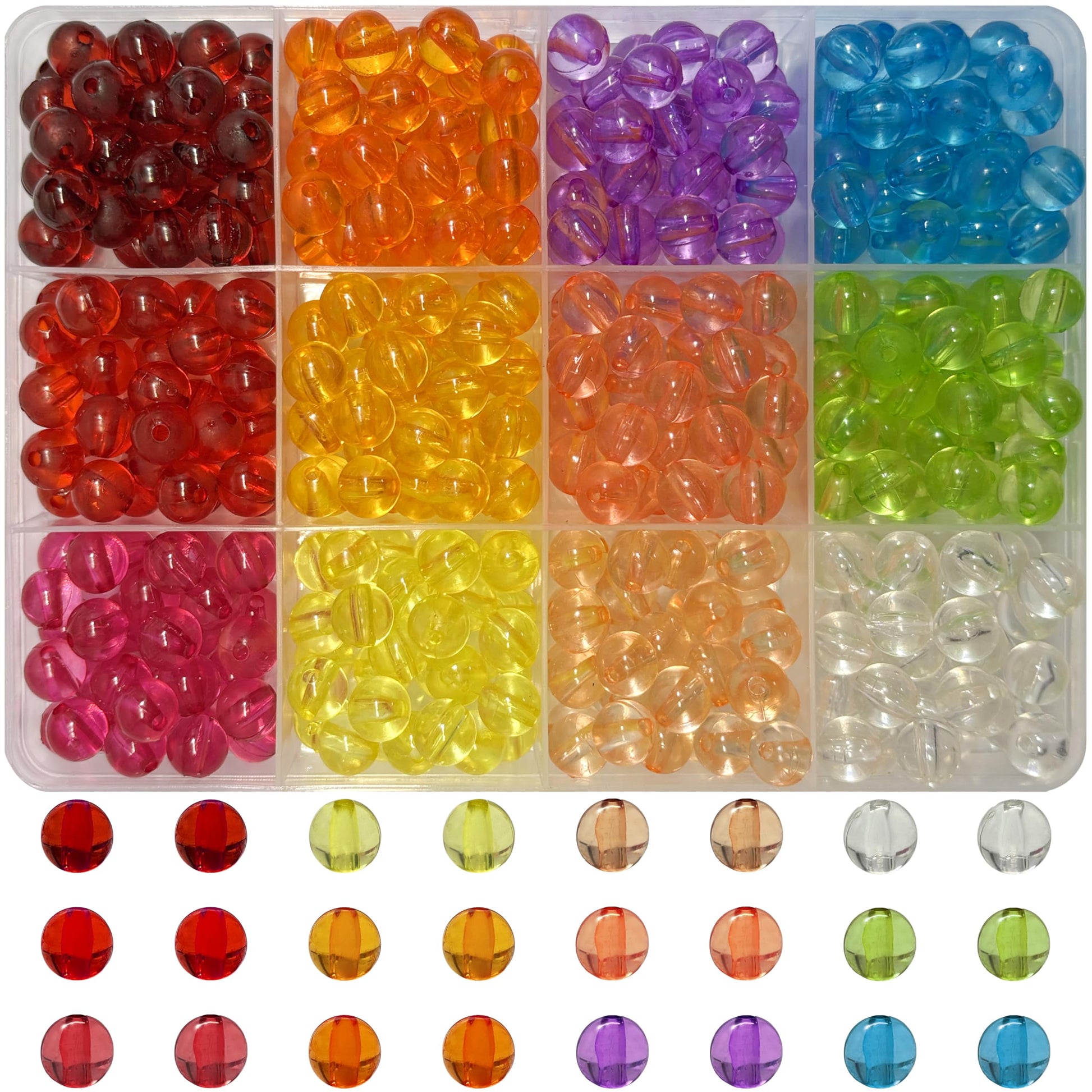 8mm Transparent Acrylic Rainbow Beads for Jewelry Making Multicolour 01 product image