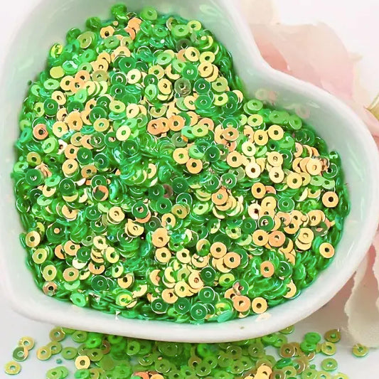 Embroidery for embroidery, craft decoration and fabric embellishment benefits from light green 4mm sequins round shape 4mm sitara sequins with holes and sparkling look.