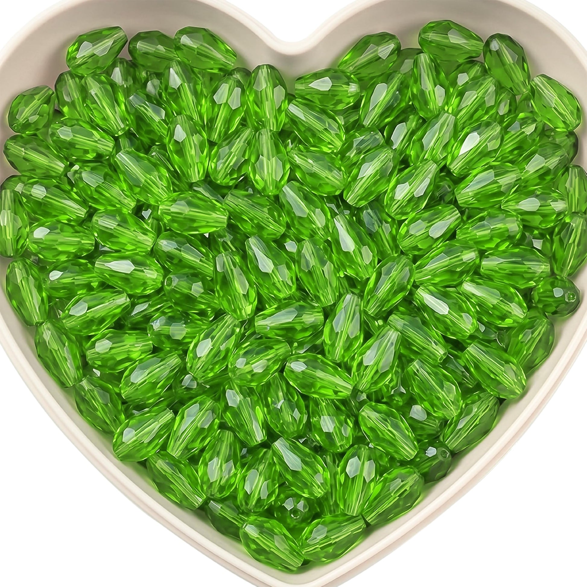 Add graceful dangle accents to earrings and charms with 15x10mm green faceted teardrop beads.