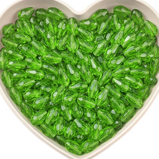 Add graceful dangle accents to earrings and charms with 15x10mm green faceted teardrop beads.