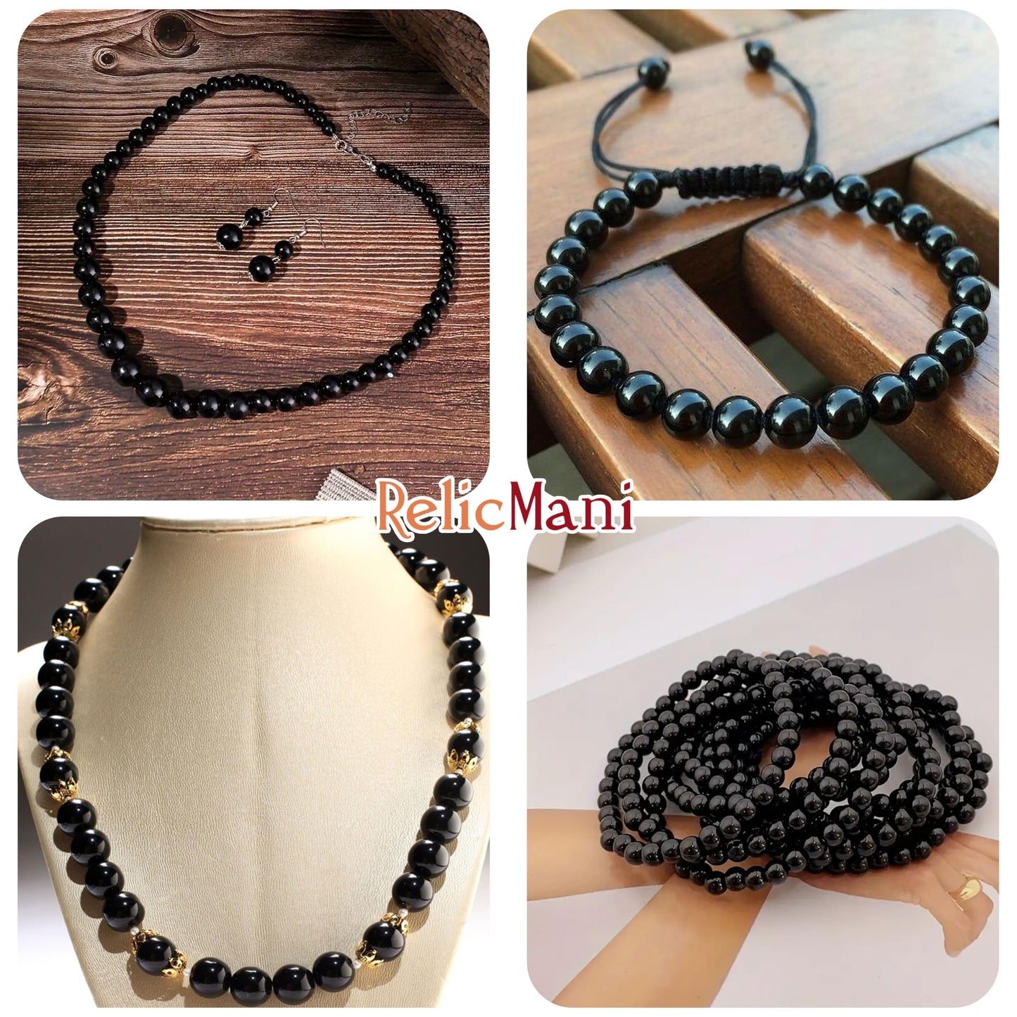Use 8mm and black 8mm and 3mm beads to give DIY jewellery projects, beading craft and decorative craft finishing a neat decorative finish.