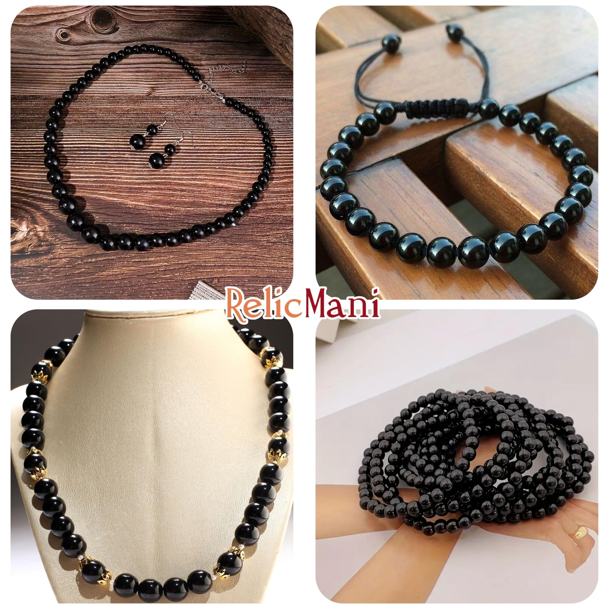 Use 8mm and black 8mm and 3mm beads to give DIY jewellery projects, beading craft and decorative craft finishing a neat decorative finish.
