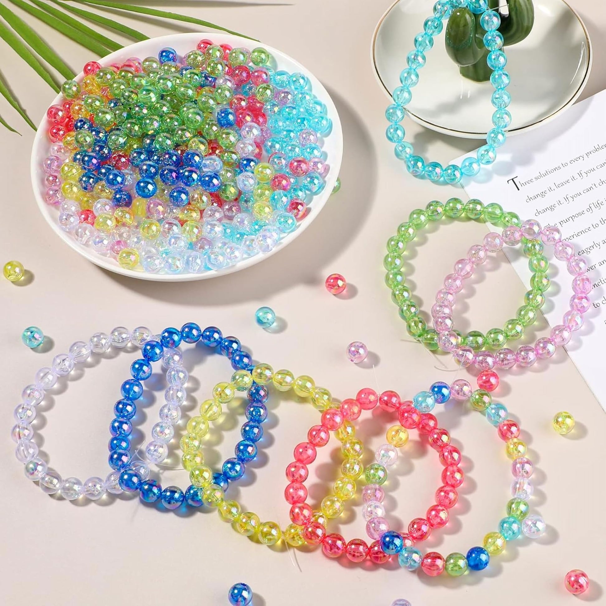 Bracelet making, necklace making and DIY jewellery projects can be finished with rainbow and multicolour 6mm and 6 mm beads for colour and texture.