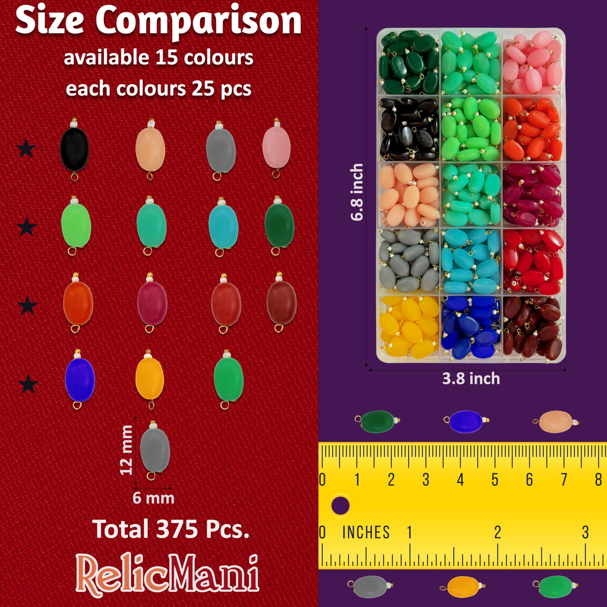 Multicolour Oval Hanging Beads Set for Jewellery Making image 2