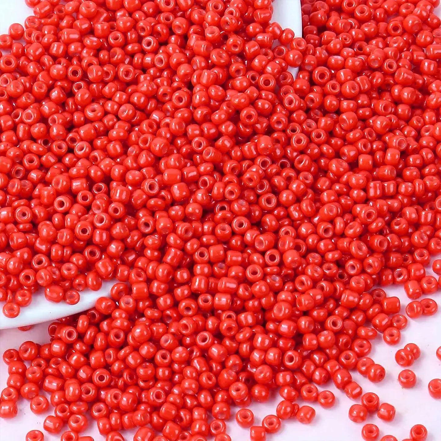 Red 2mm and 02mm beads give bracelet making, necklace making and DIY jewellery projects a neat visual lift.