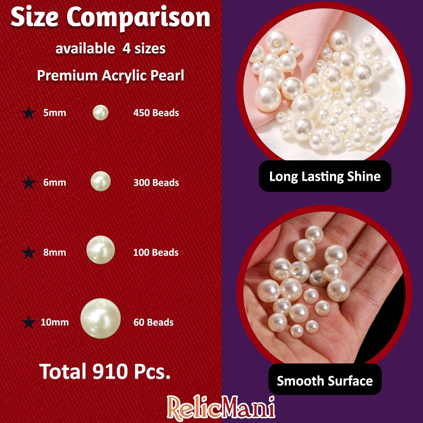 White Pearl Beads Set 5mm 6mm 8mm 10mm for Jewellery Making image 2