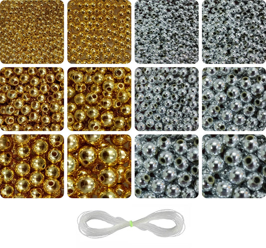 Gold + silver 3 mm beads offer a clean decorative look for bracelet making, necklace making and DIY jewellery projects.
