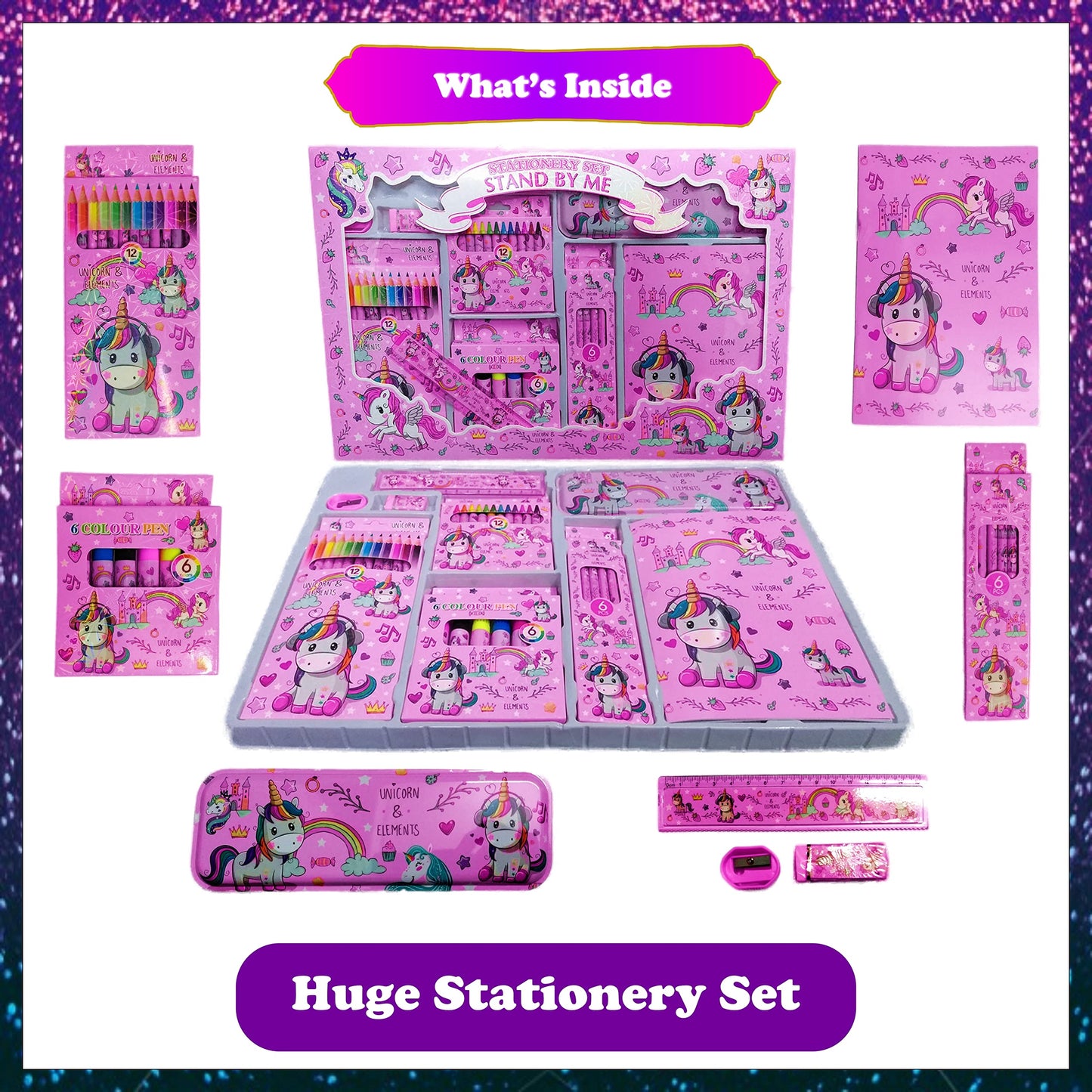 Add a bright toy detail to handmade projects into stress relief and sensory activity with 47 pc unicorn fidget toy set.