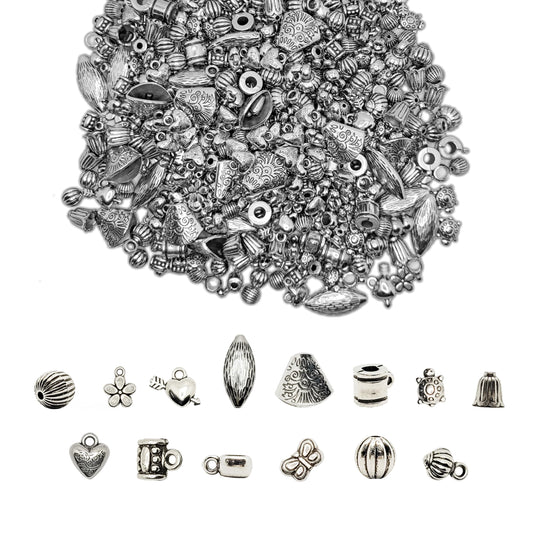 Antique Silver Beads - Assorted Sizes Mixed Pack