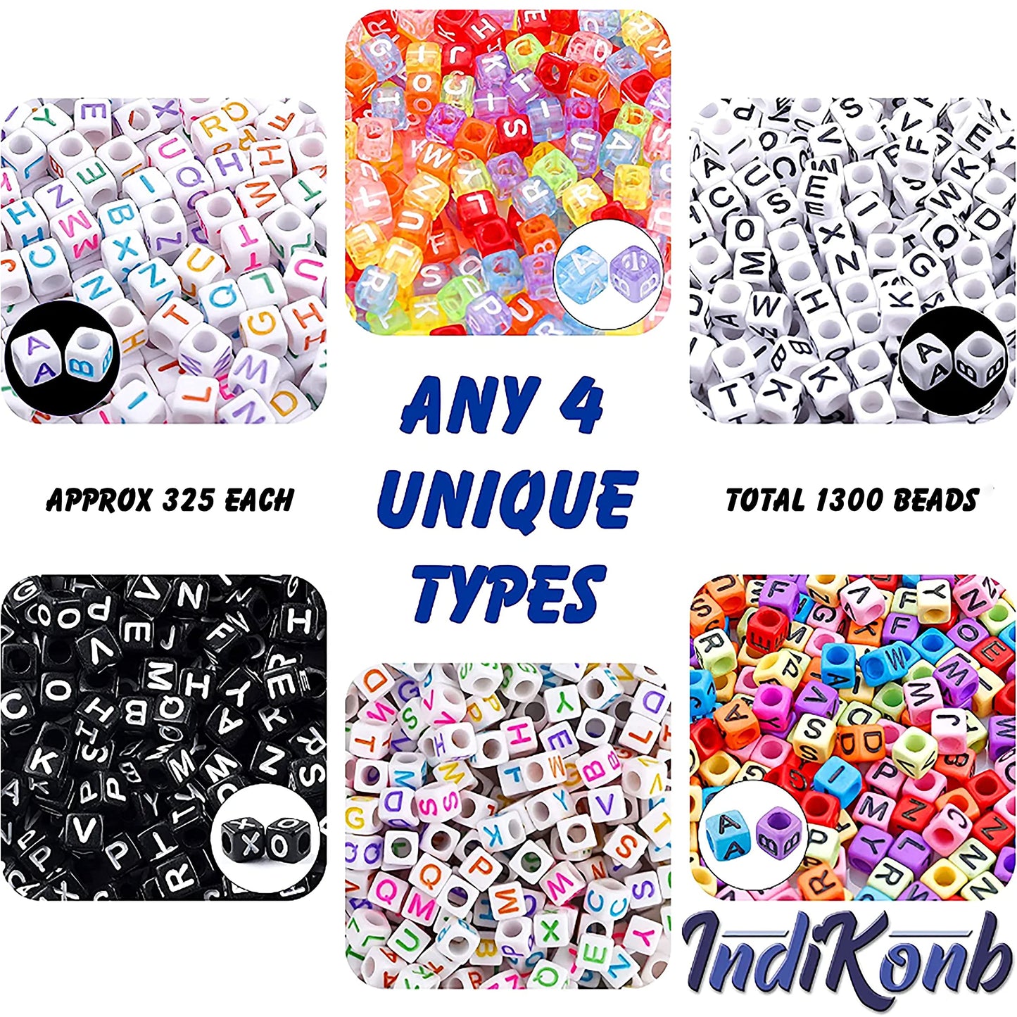 To add projects a neat clean decorative finish, place multicolour cube and 6mm beads into handmade accessories and bracelet making.