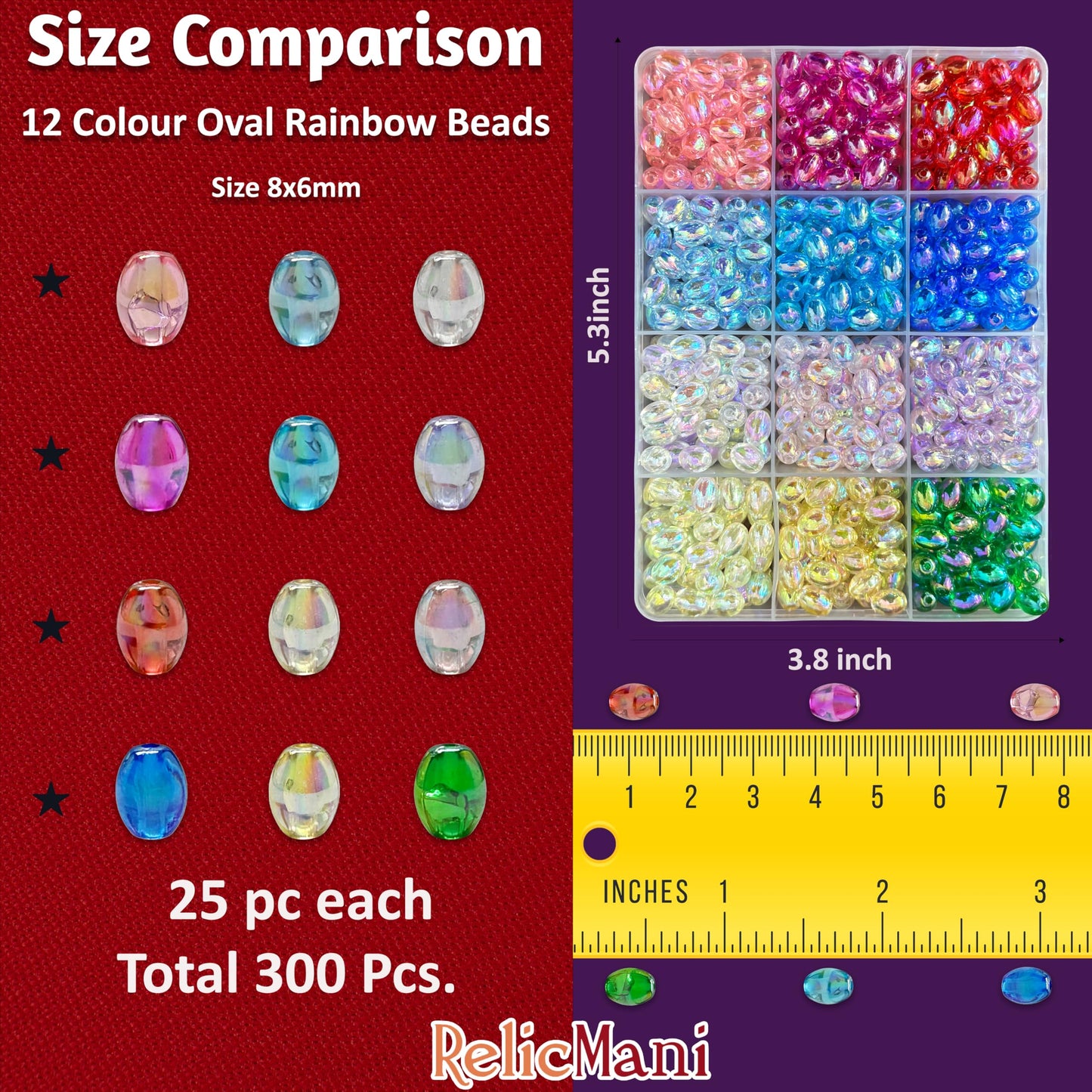 Rainbow Crystal Beads Set for Jewellery Making, 8x6mm Multicolour image 2