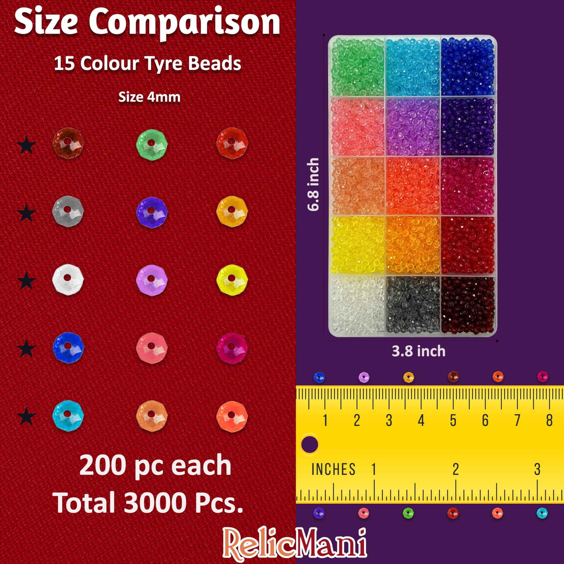 Tyre Shape Crystal Beads for Jewellery Making, 15-Color Multicolour 02 image 2