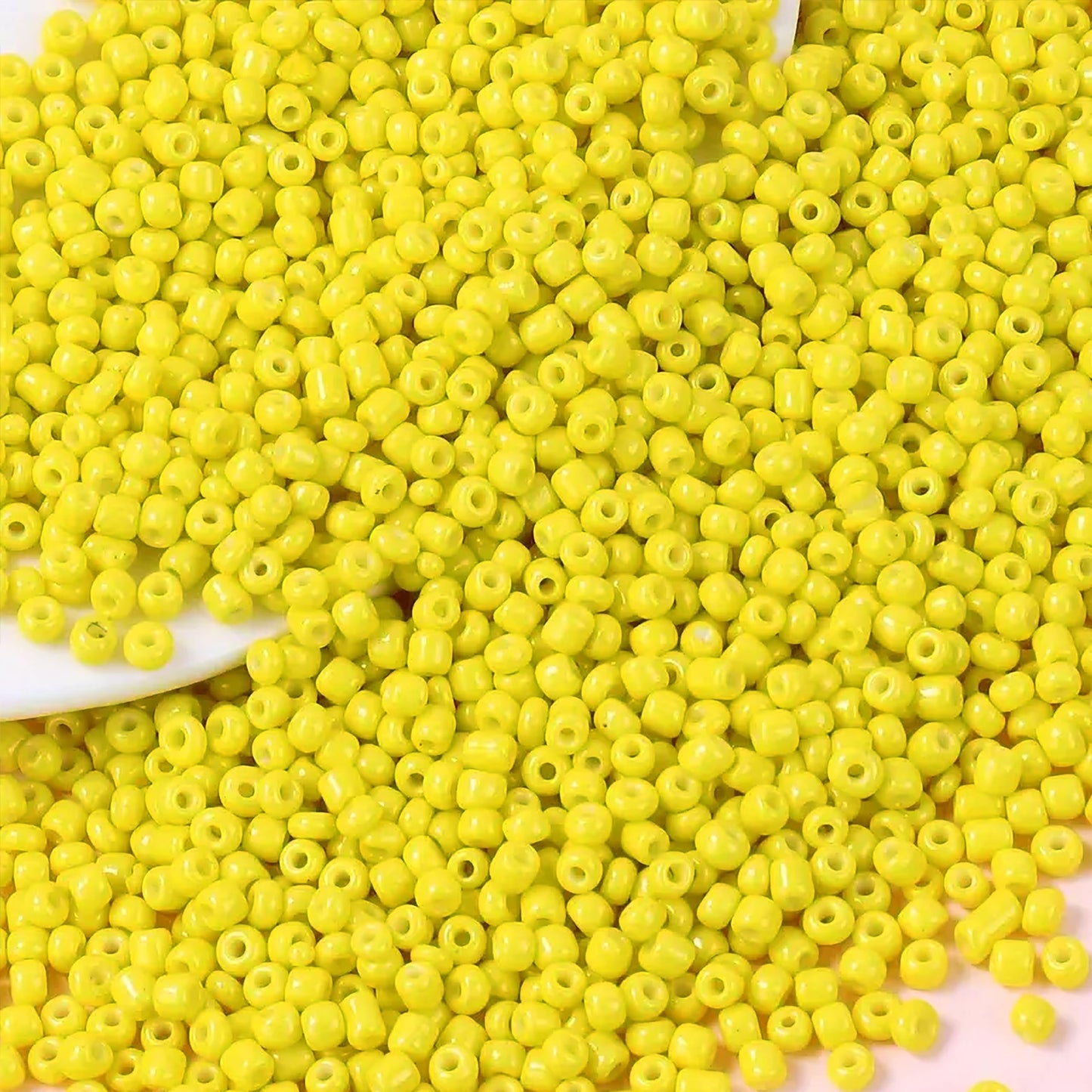 Clean decorative look comes through clearly in light yellow 3mm and 3 mm beads for bracelet making, necklace making and DIY jewellery projects.