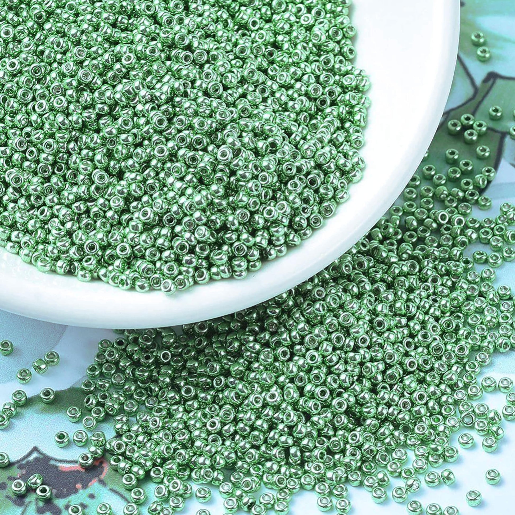 Green 3mm beads fit into bracelet making, necklace making and DIY jewellery projects without making the design feel heavy.
