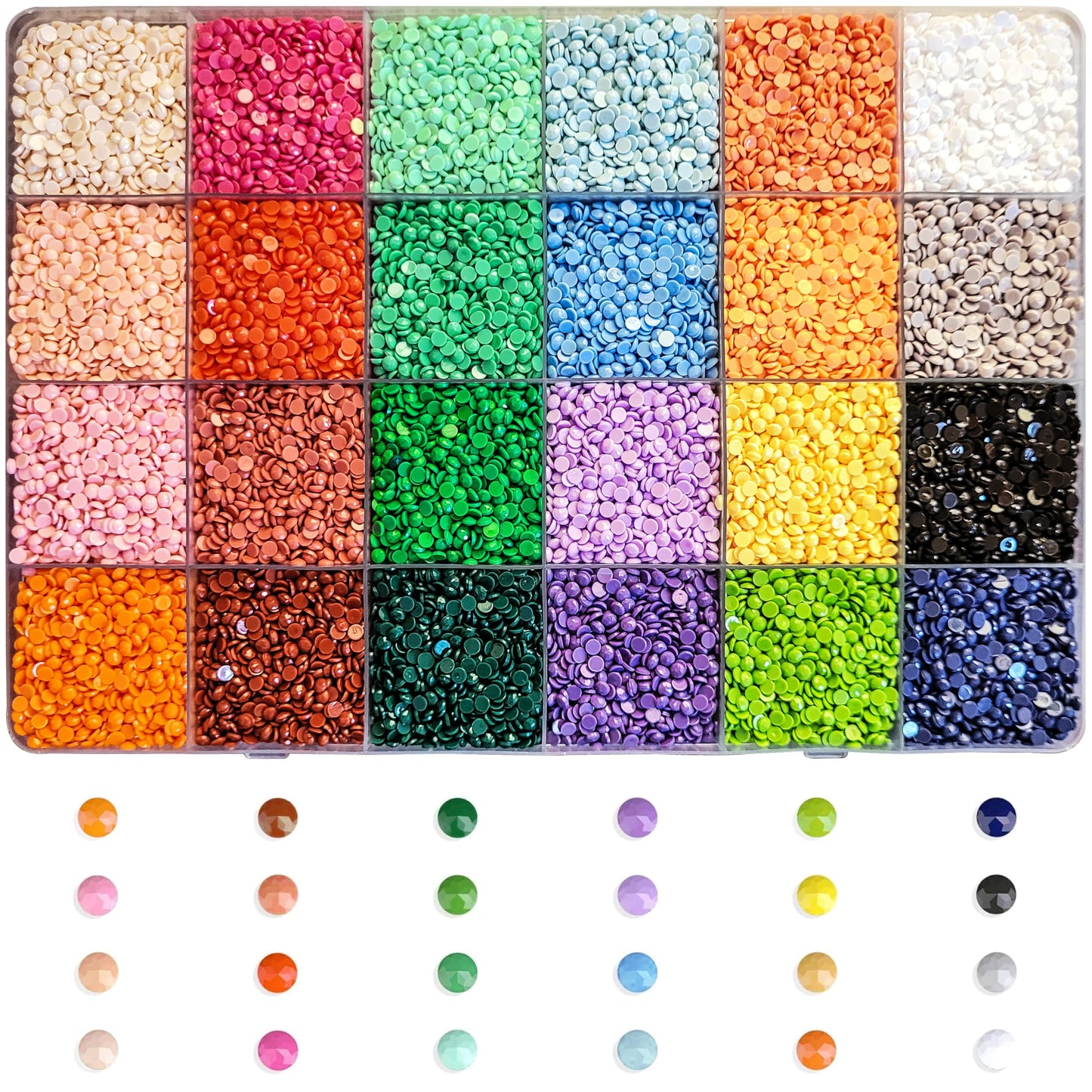 24 Multicolor 5D Diamond Painting Tool Kit with Pen Tray and Box. Main product image showing the complete diamond painting tool kit with storage box.
