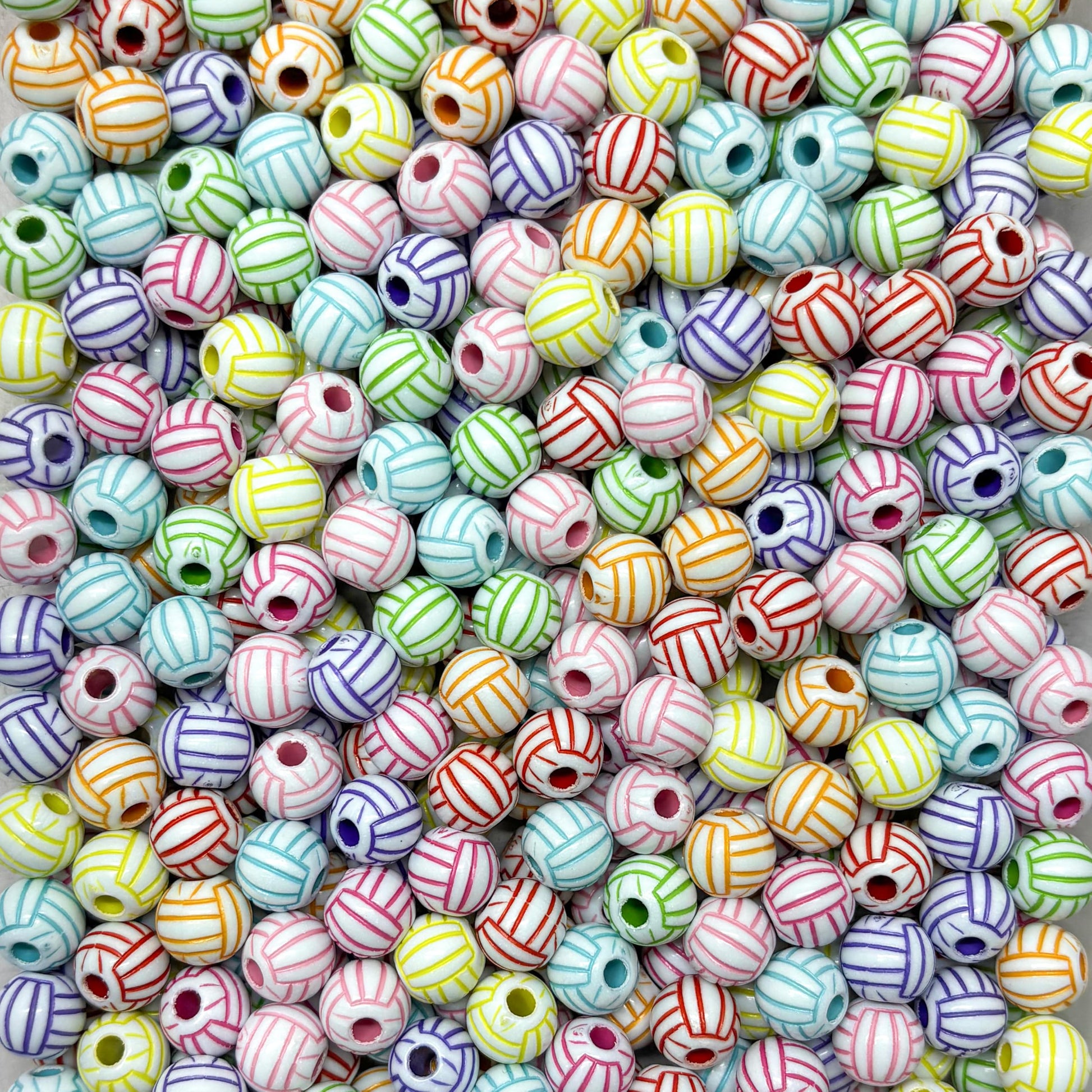 Colorful volleyball design beads for jewelry making crafts