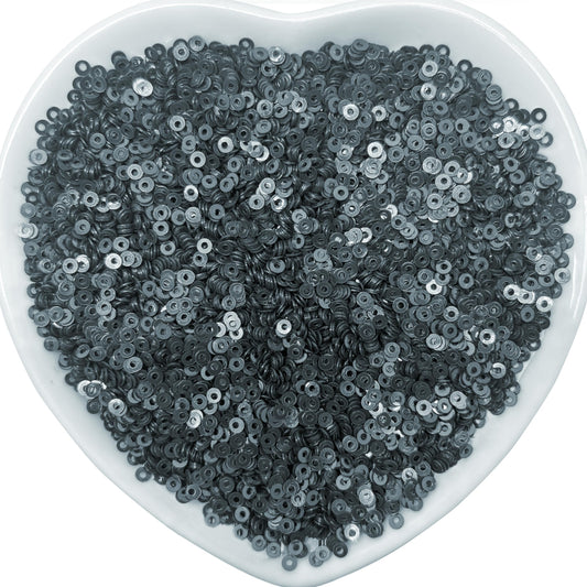 Embroidery Sequins, 2mm Flat Round Sitara, Shimmering Chumki METAL BLACK product image