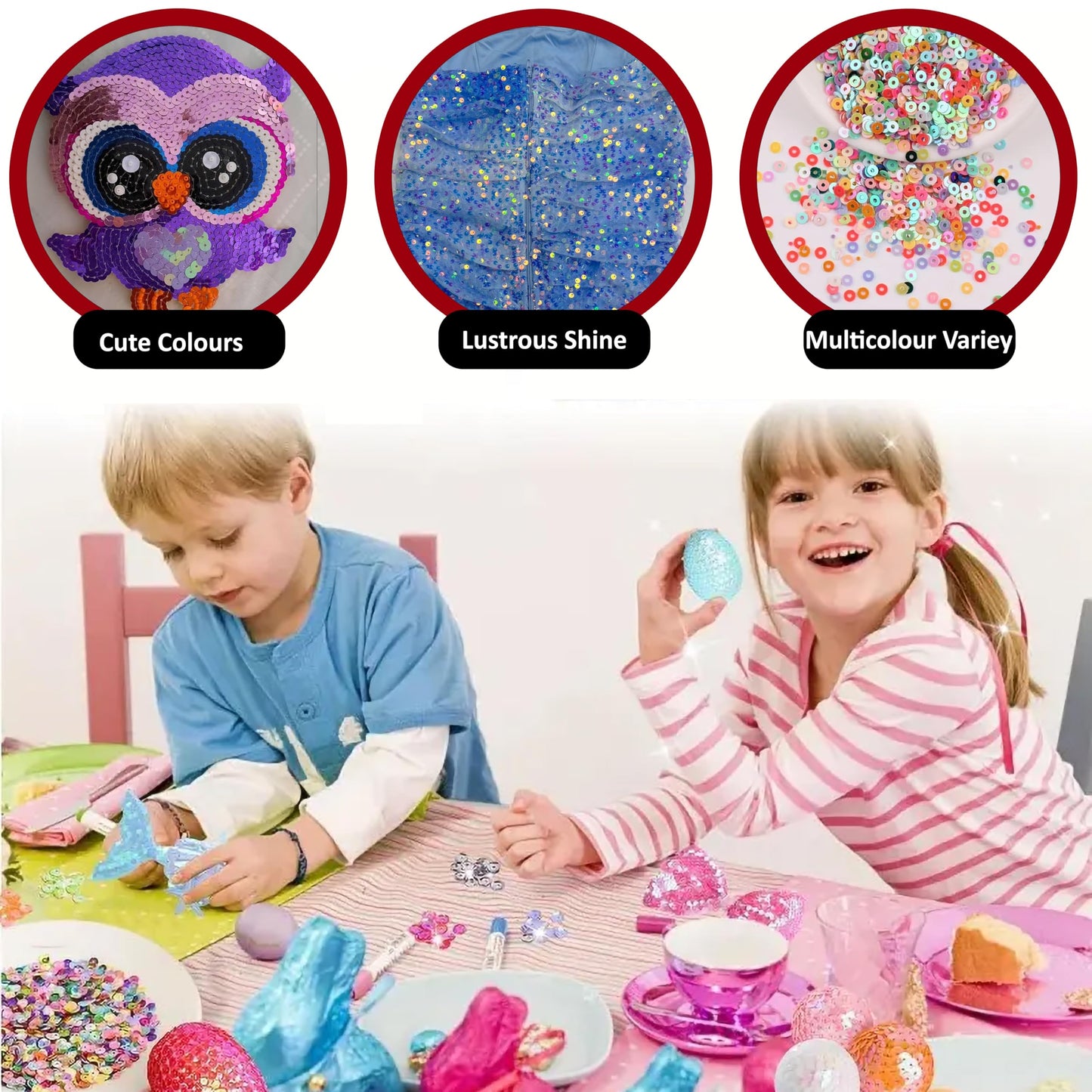 Embroidery Sequins, 2mm Flat Round Sitara, Shimmering Chumki BABY PINK image 5
