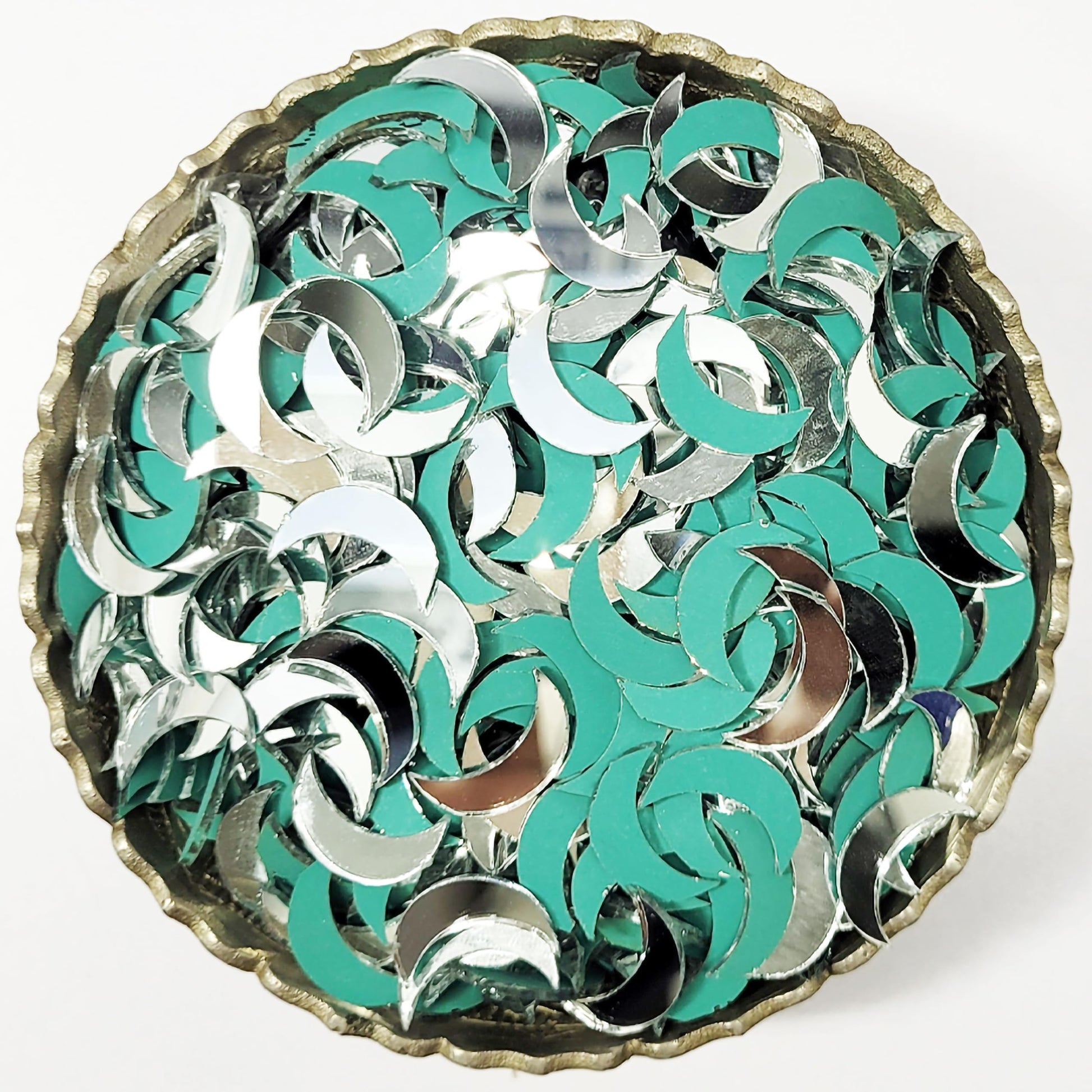 Silver Fancy Moon Shaped Glass Pieces for Art and Craft. Main product image showing the full product layout.