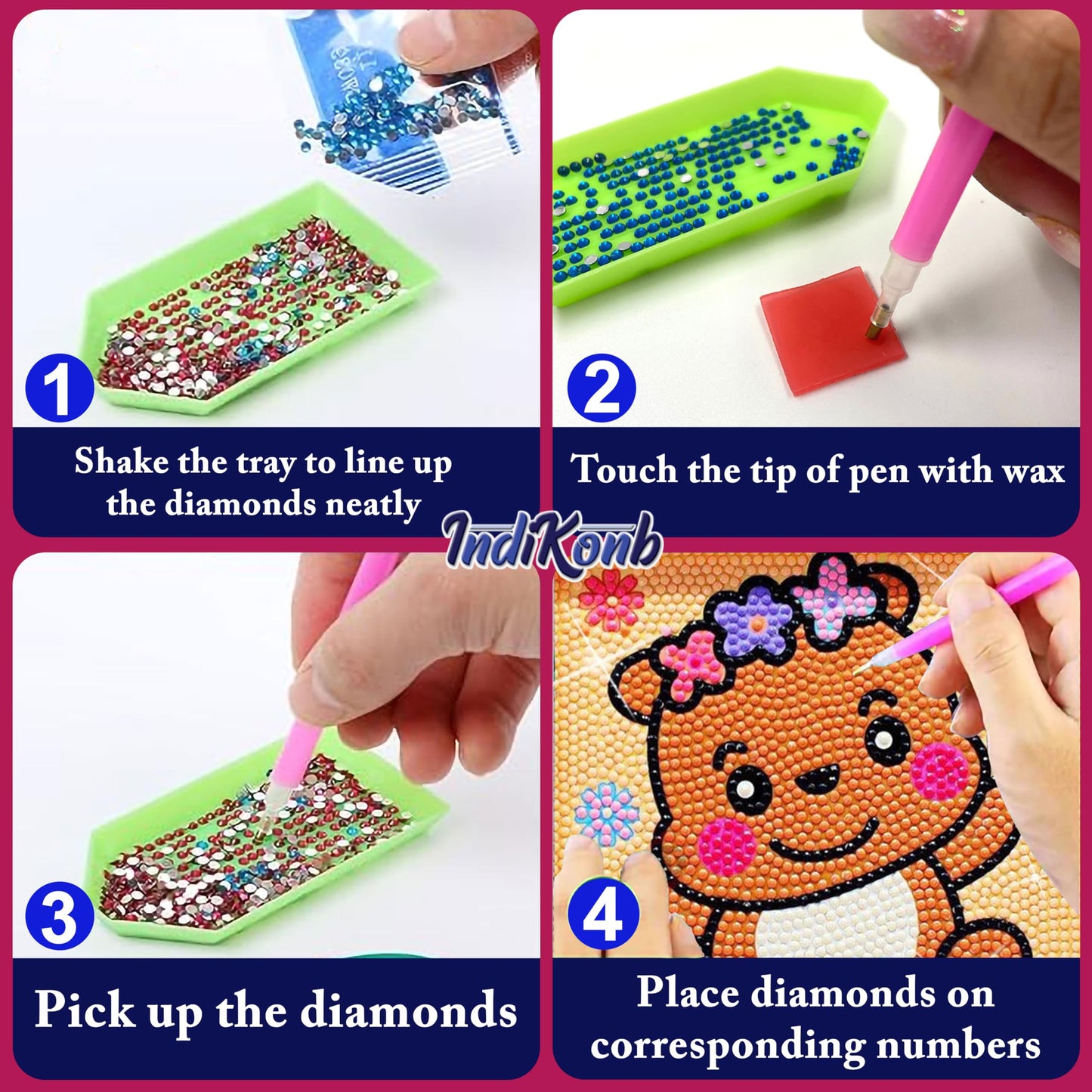 Use 2 pcs crystal diamond painting kit for canvas art and craft tray work when the design needs a neat hobby craft layout to handmade projects.