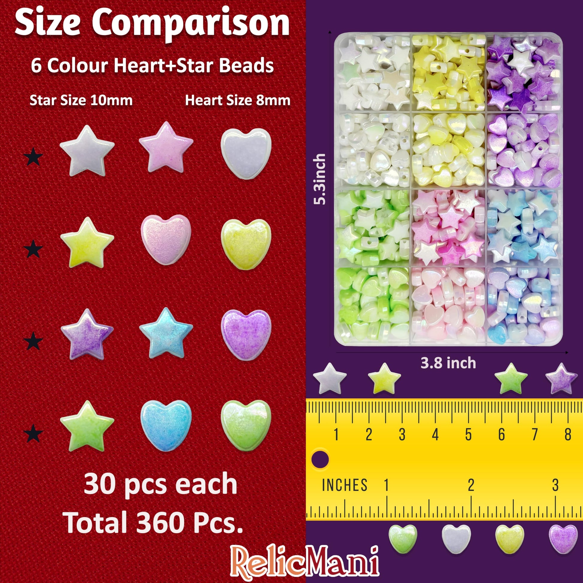 DIY Heart & Star Bead Kit, Holographic Iridescent Acrylic Multicolour image 2