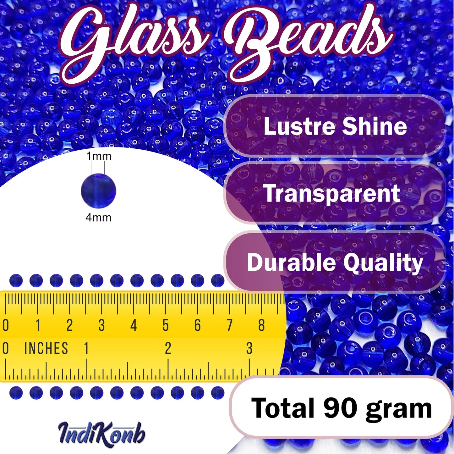 Blue and multicolour 4mm beads help finish necklace making and DIY jewellery projects with a refined look.